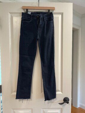 Mother Denim - The Midrise Dazzler Ankle Fray - Very Dark Wash - Size 27